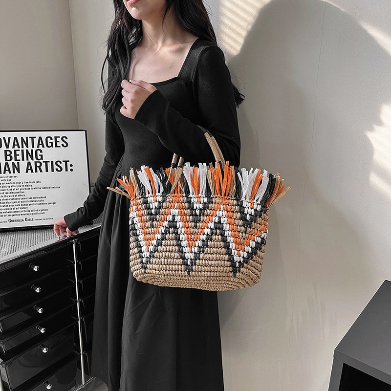 Raffia shopping bag